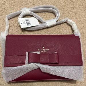 Kate Spade Maroon Clutch with Bow Accent